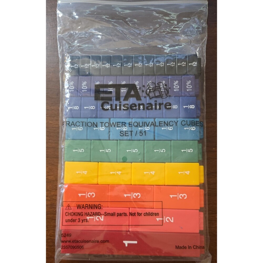 ETA Cuisenaire Fraction Tower Cubes Multicolored Fraction, Decimal, Percent